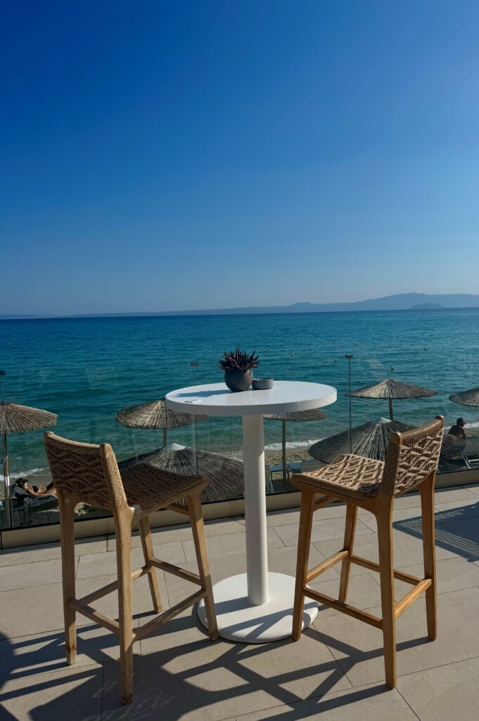 Bar seats overlooking beach
